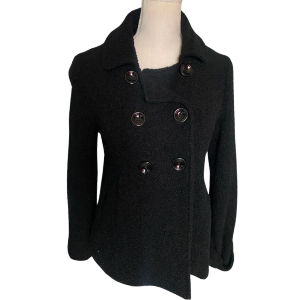 TWENTY-ONE Women’s Black Pea 60%Wool 40% Viscose Polyester Lined Coat Size M